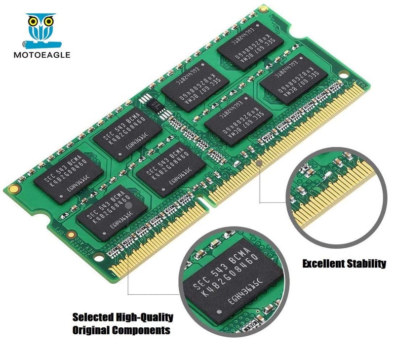 Motoeagle DDR3 1333MHz SODIMM 8GB Kit (2x4GB), 4GB 2RX8 PC3 10600S -09-11 204 Pin 1.5V Laptop Memory - Image 2